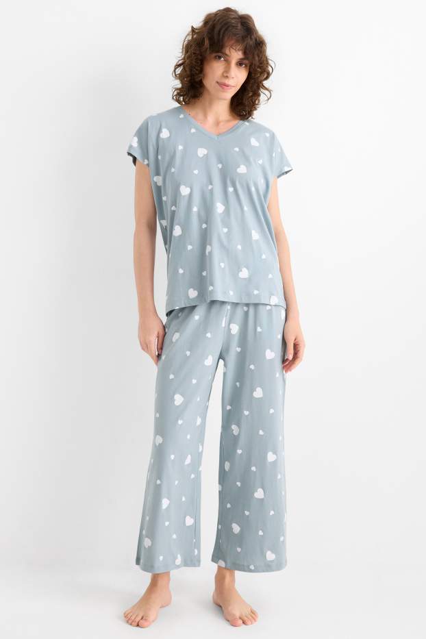 Femei - Pijama - cu model - albastru deschis