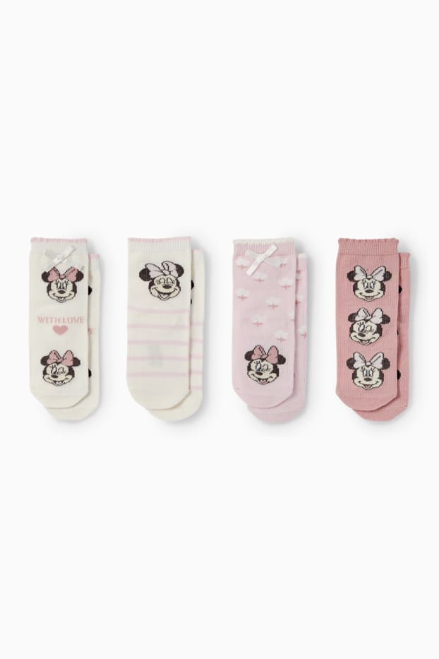 Baby Mädchen - Multipack 4er - Minnie Maus - Baby-Socken mit Motiv - weiß / rosa