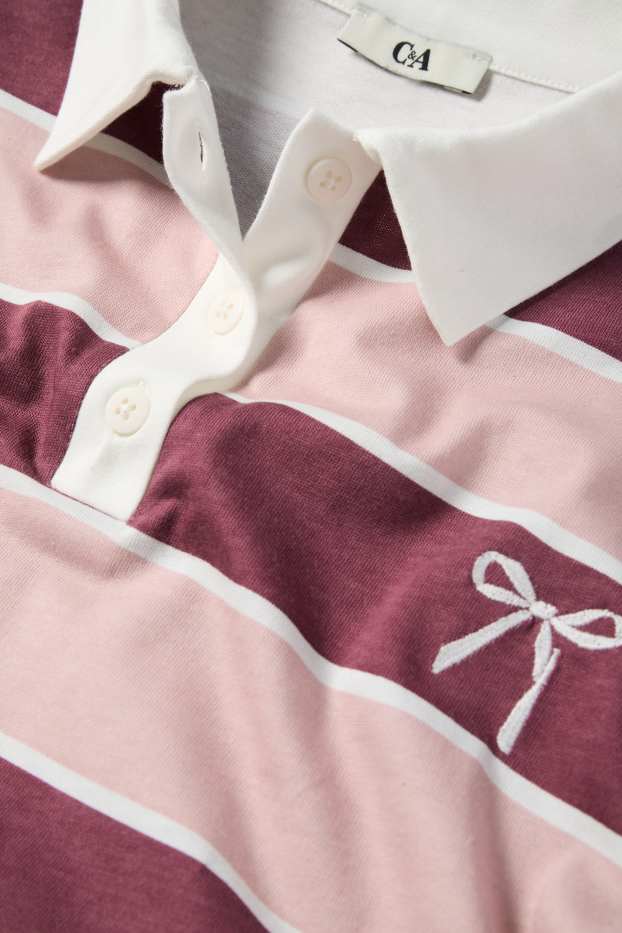 Femmes - Polo à manches longues - regular fit - à rayures - rose