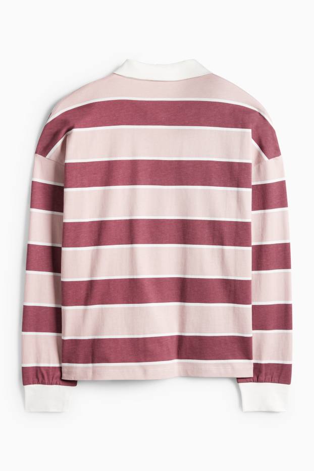 Femmes - Polo à manches longues - regular fit - à rayures - rose