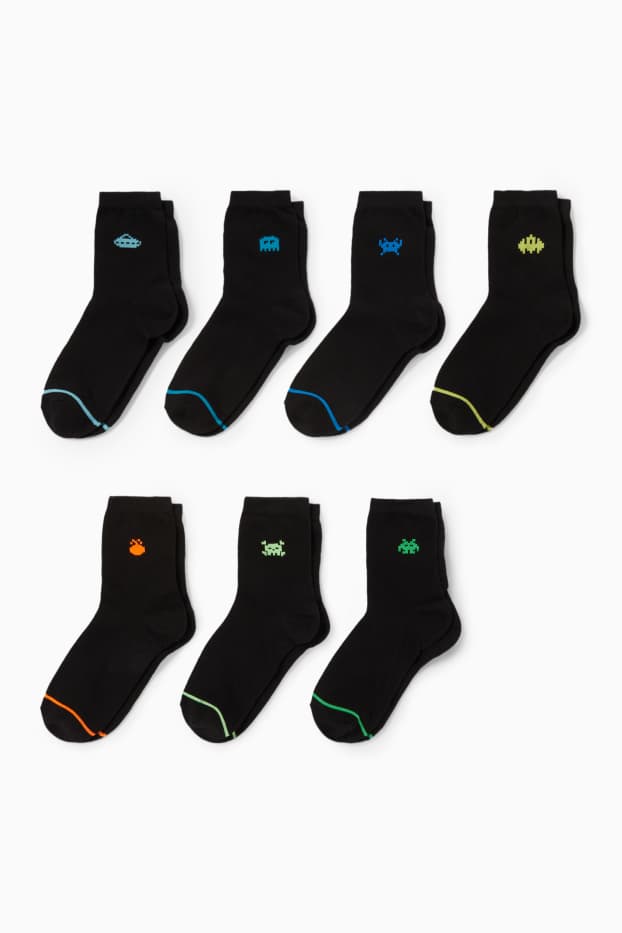 Kinder Jungen - Multipack 7er - Gaming - Socken mit Motiv - schwarz