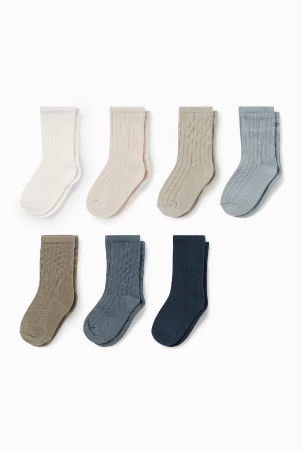 Miminka - chlapci - Multipack 7 ks - ponožky pro miminka - žebrované - modrá