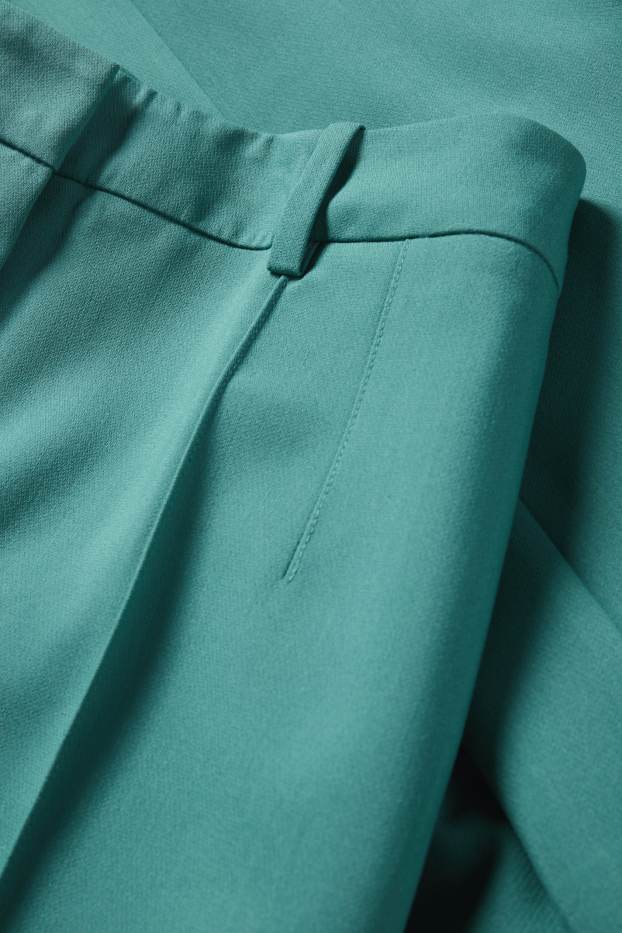 Dámské - Business kalhoty - mid waist - wide leg - tyrkysová