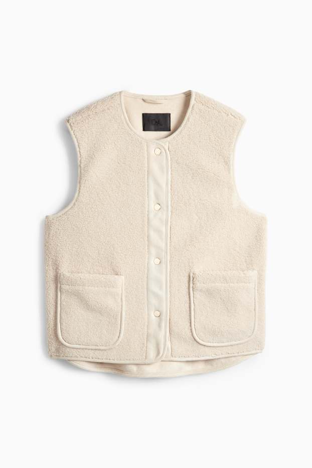 Femei - Vestă de pluș - bej deschis