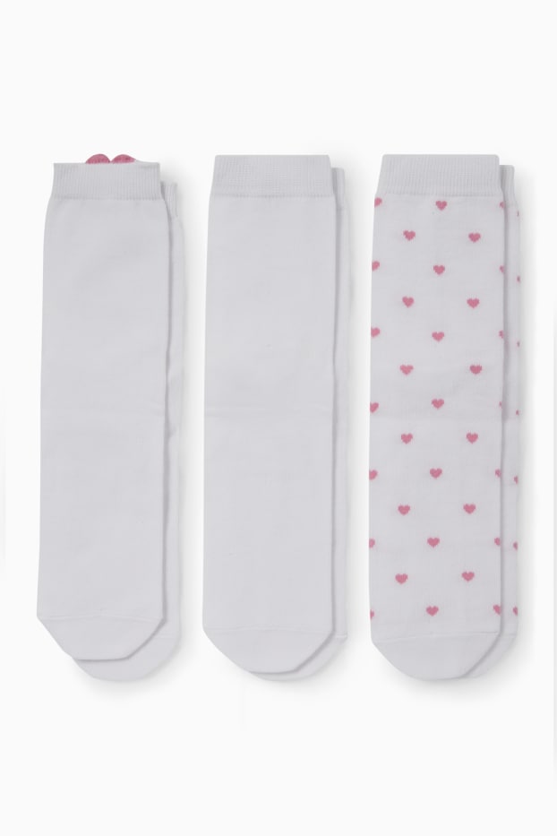 Damen - Multipack 3er - Socken mit Motiv - Herz - weiß