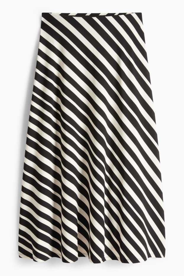 Damen - Rock - gestreift - schwarz / beige