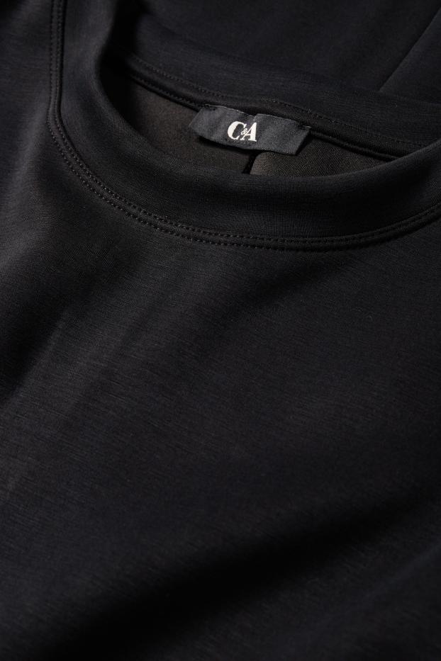 Women - T-shirt dress - straight fit - black