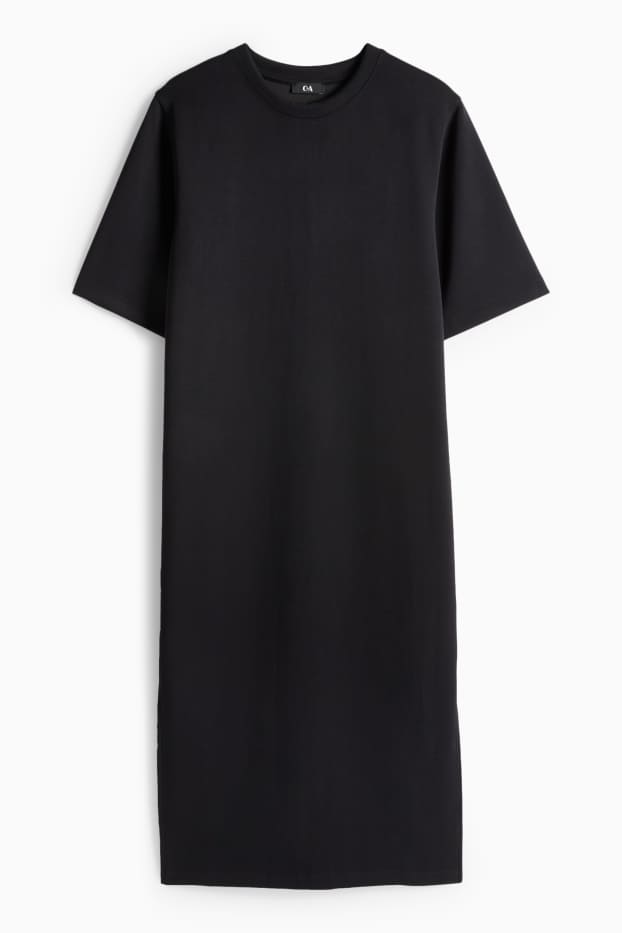 Women - T-shirt dress - straight fit - black