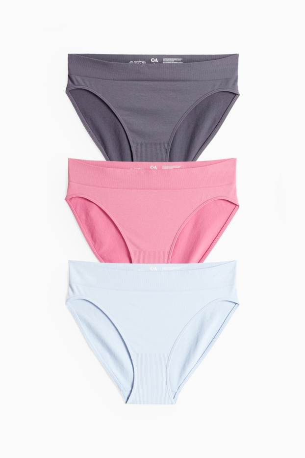 Women - Multipack of 3 - briefs - seamless - light blue