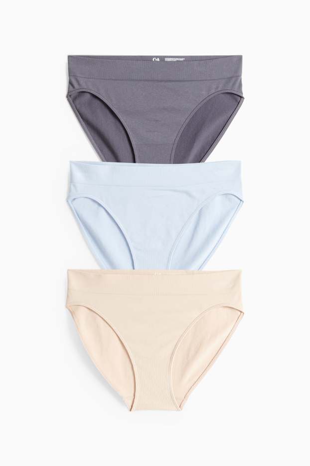 Women - Multipack of 3 - briefs - seamless - light blue