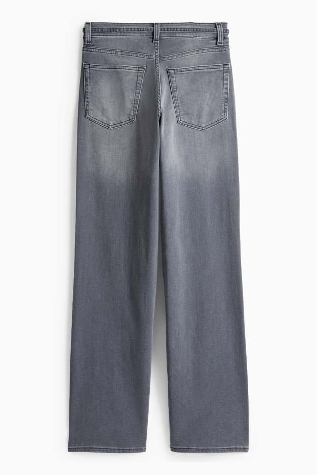 Dames - Wide leg jeans - mid waist - jeansgrijs