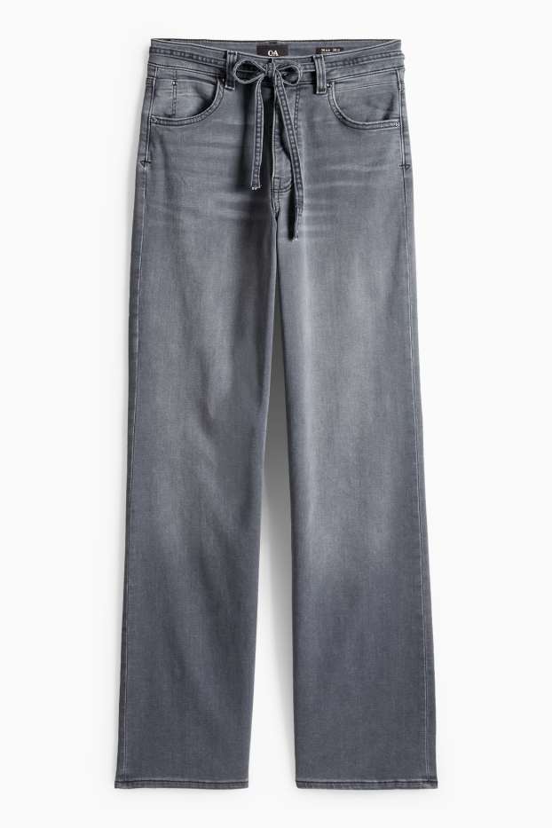 Dames - Wide leg jeans - mid waist - jeansgrijs