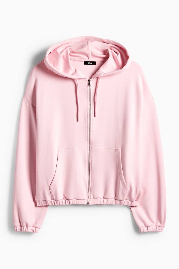 Damen - Sweatjacke mit Kapuze - rosa