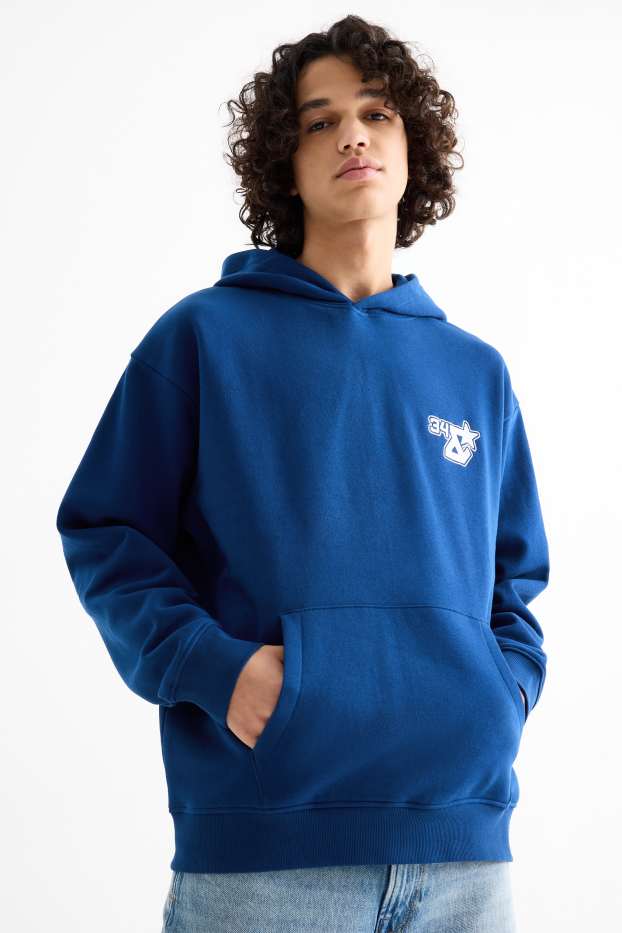Hommes - Sweat à capuche Oversize - bleu foncé