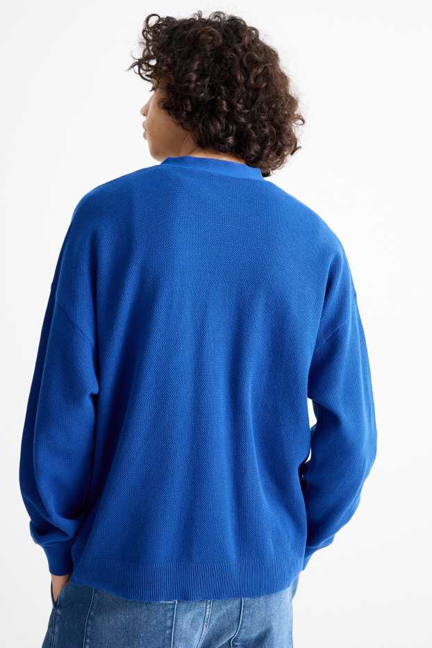 Bărbați - Cardigan tricotat - structurat - albastru închis