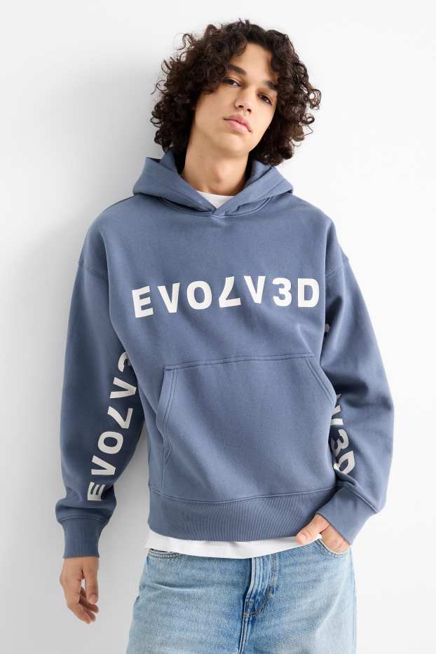 Hommes - Sweat à capuche Oversize - bleu