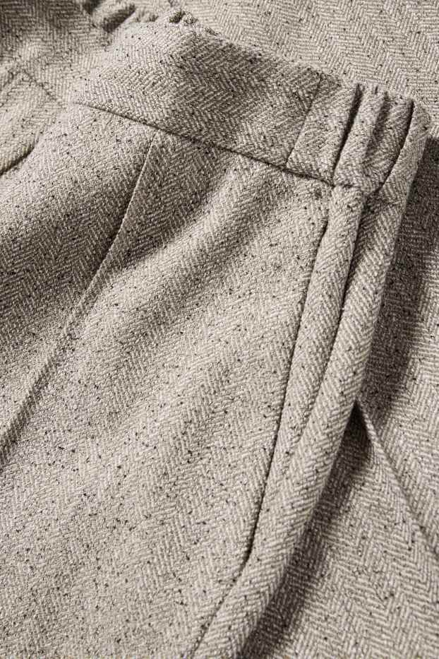 Dámské - Business kalhoty - mid waist - straight leg - se vzorem - taupe