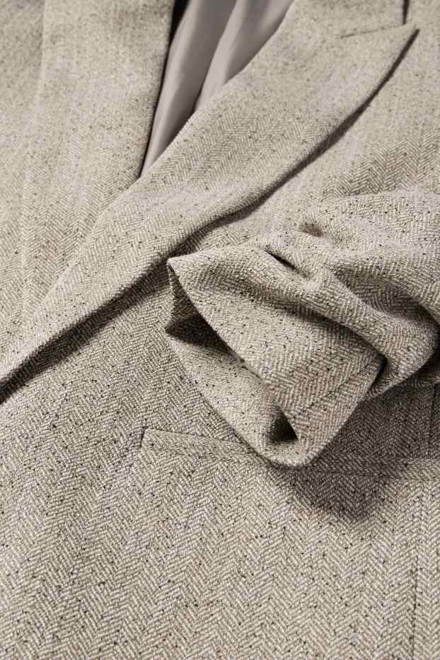 Dámské - Dlouhý blejzr - regular fit - se vzorem - strukturovaný - taupe