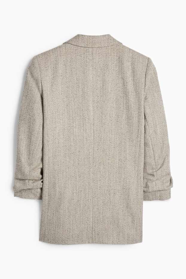 Dámské - Dlouhý blejzr - regular fit - se vzorem - strukturovaný - taupe