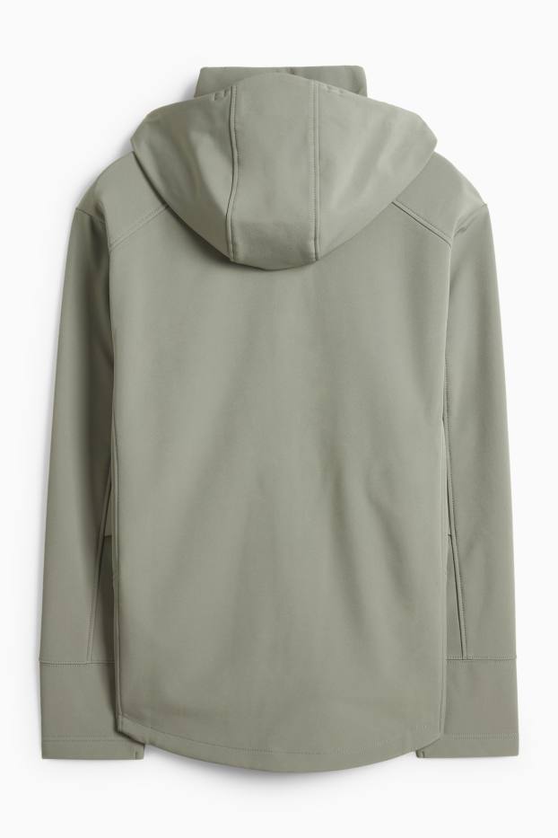 Herren - Softshelljacke mit Kapuze - wasserabweisend - grün