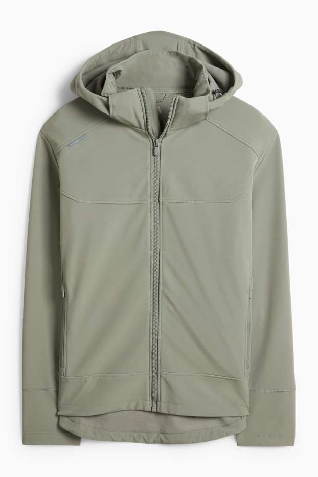 Herren - Softshelljacke mit Kapuze - wasserabweisend - grün