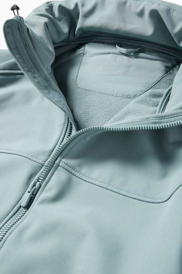 Bărbați - Geacă softshell cu glugă - rezistentă la apă - albastru deschis