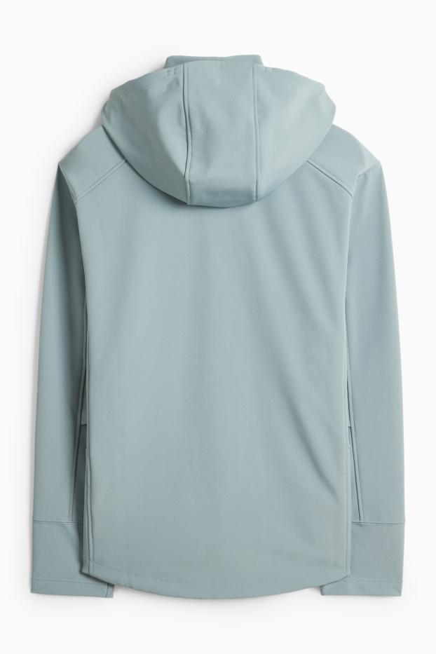 Bărbați - Geacă softshell cu glugă - rezistentă la apă - albastru deschis