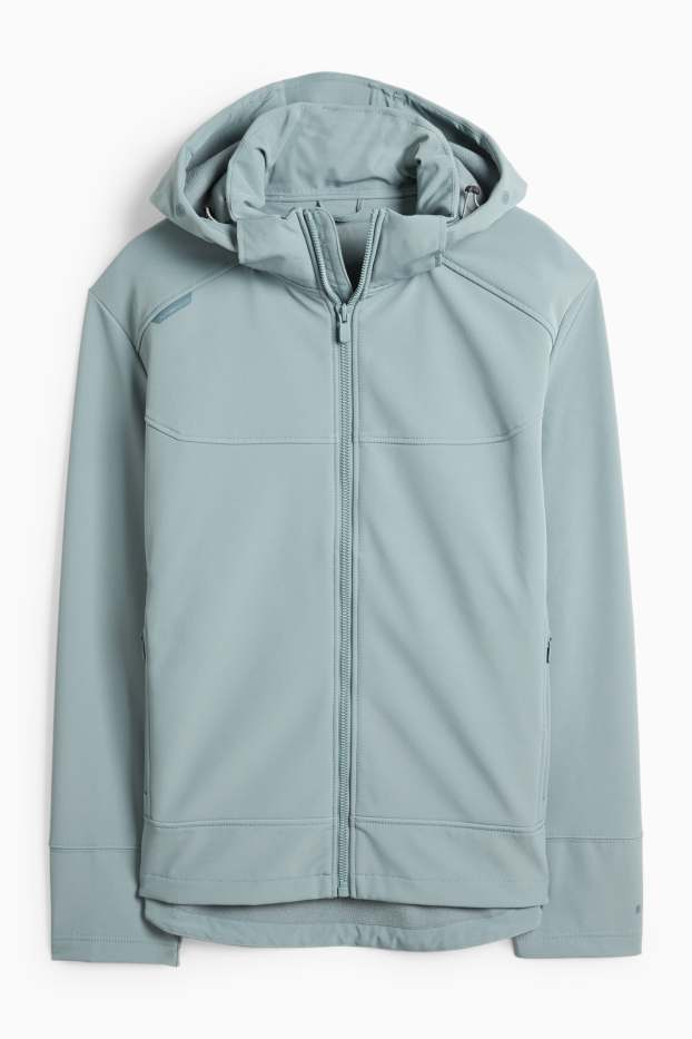 Bărbați - Geacă softshell cu glugă - rezistentă la apă - albastru deschis