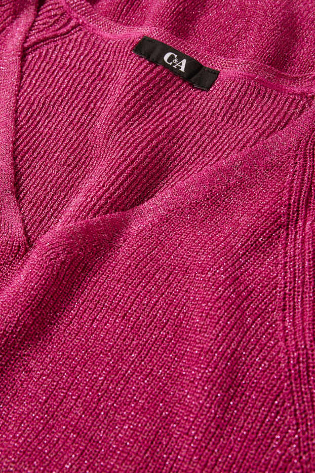 Damen - Pullover mit V-Ausschnitt - hellviolett