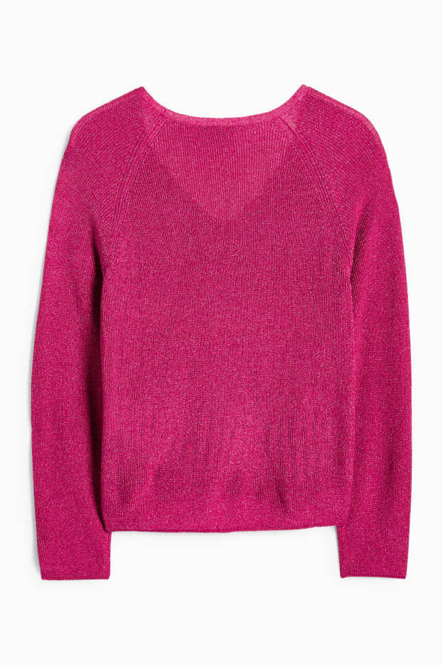 Damen - Pullover mit V-Ausschnitt - hellviolett