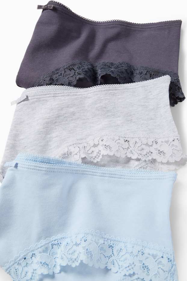 Damen - Multipack 3er - Slip - blau / grau
