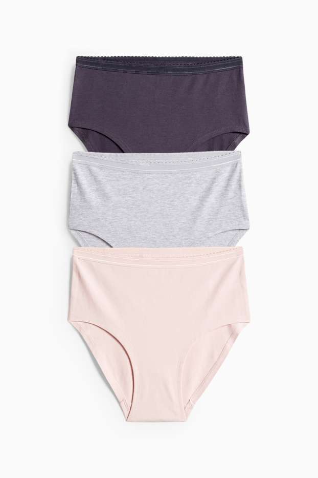 Women - Multipack of 3 - knickers - black / rose