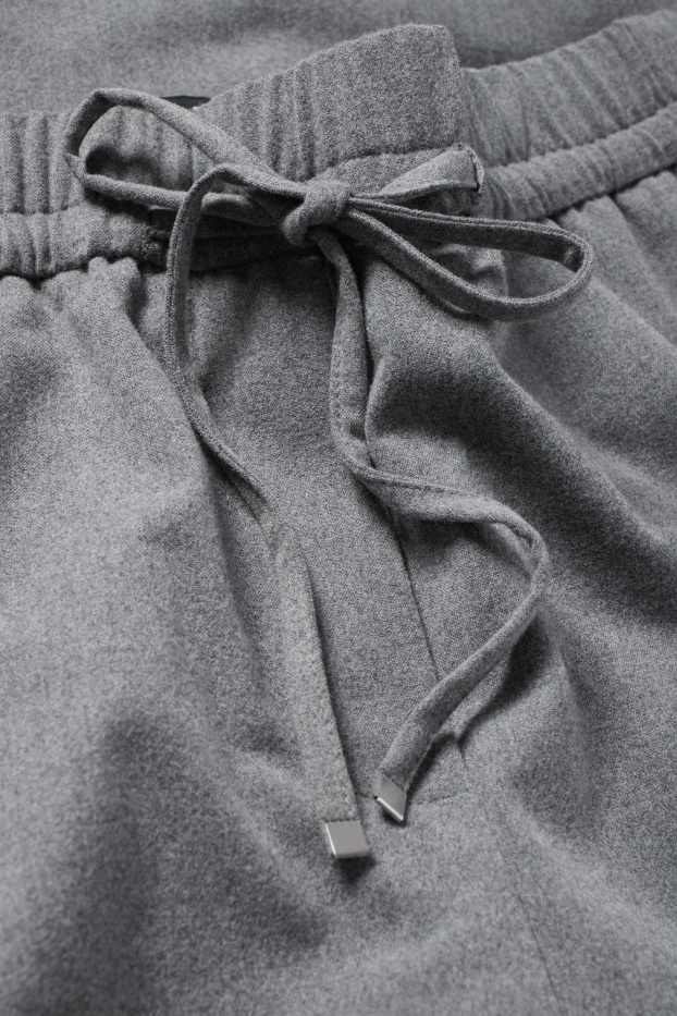 Damen - Stoffhose - Mid Waist - Wide Leg - grau