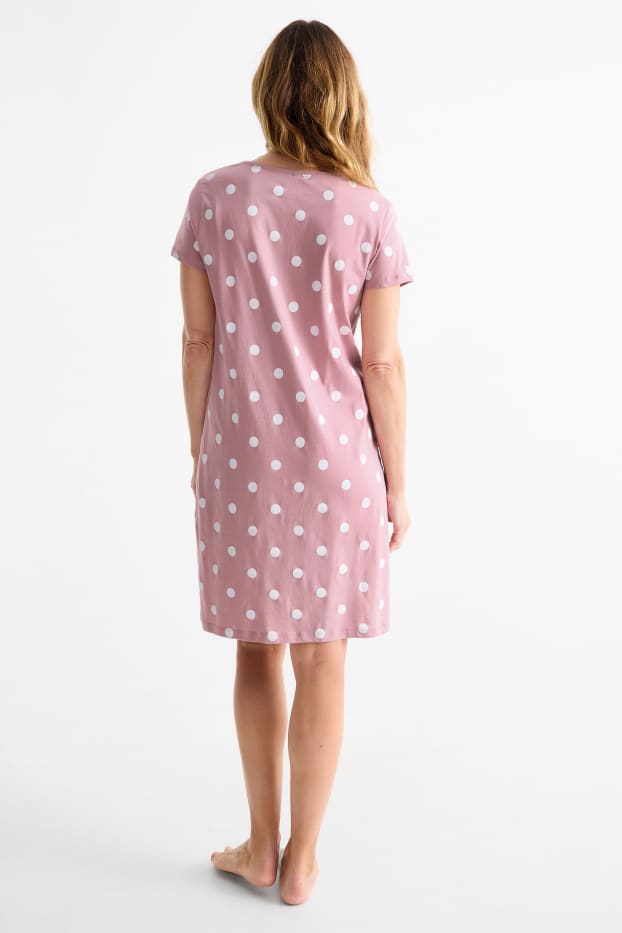 Femei - Cămașă de noapte - cu buline - roz