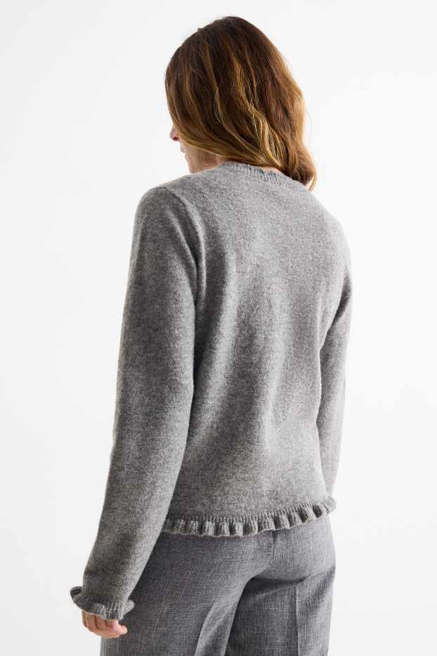 Femei - Cardigan tricotat - gri melanj