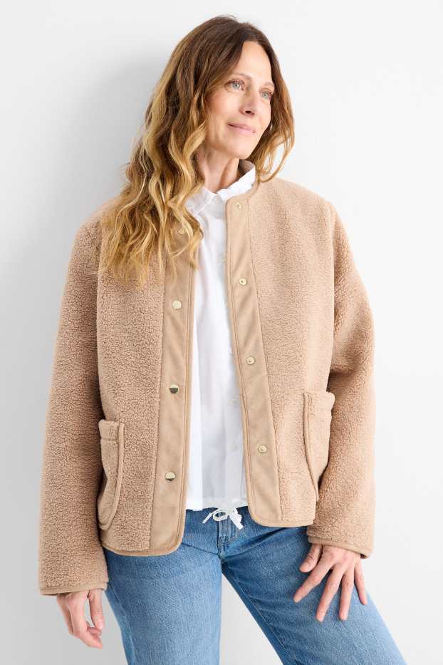 Women - Teddy fur jacket - beige