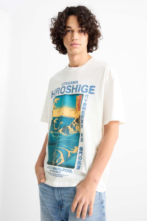 Uomo - T-shirt - relaxed fit - Utagawa Hiroshige - bianco