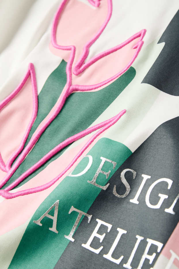 Damen - T-Shirt - Regular Fit - Glanz-Effekt - weiß