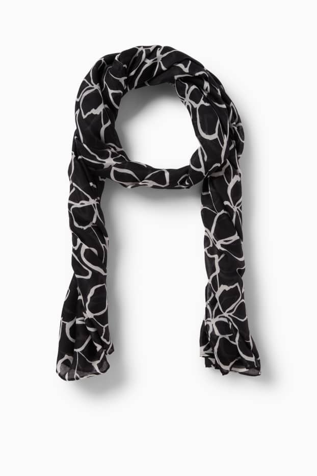 Damen - Schal - geblümt - schwarz