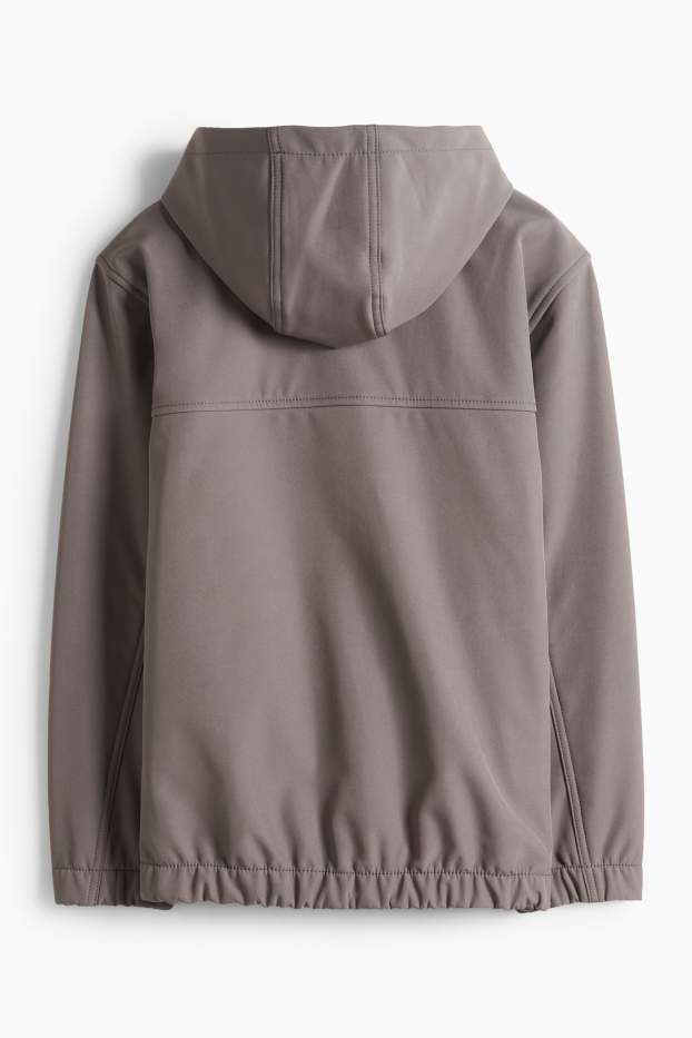 Kinder Jungen - Softshelljacke mit Kapuze - wasserdicht - dunkelgrau