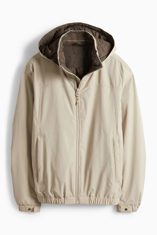 Herren - Jacke mit Kapuze - gefüttert - wasserabweisend - beige