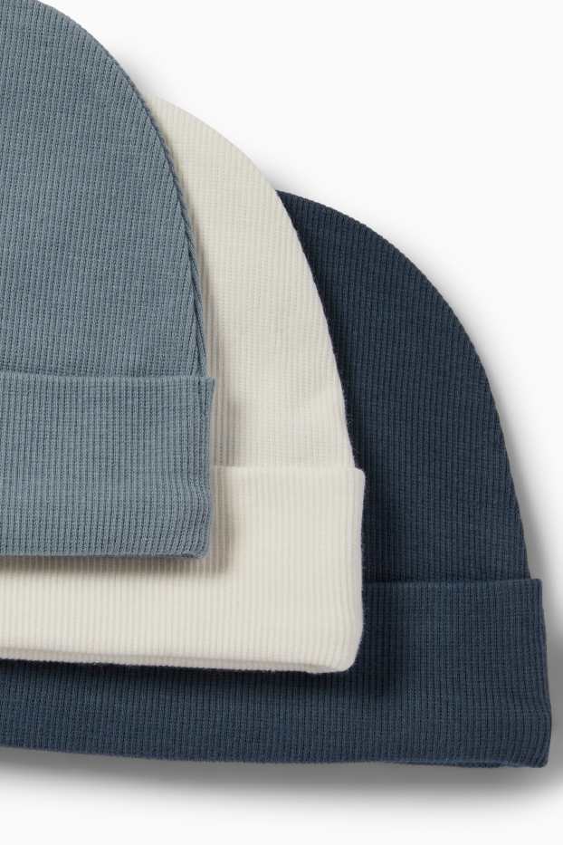 Miminka - chlapci - Čepice pro miminka - tmavomodrá / krémově bílá