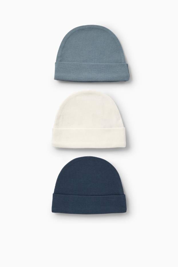 Miminka - chlapci - Čepice pro miminka - tmavomodrá / krémově bílá