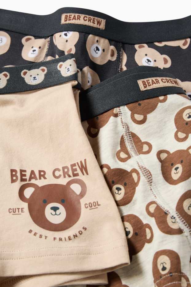 Kinder Jungen - Multipack 3er - Bär - Boxershorts - beige