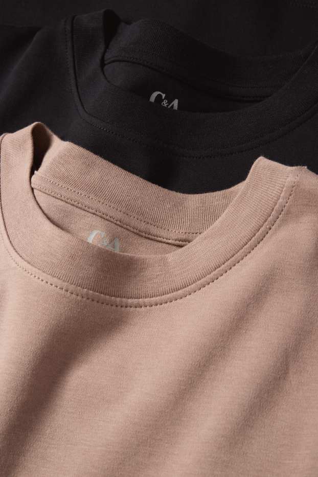 Women - Multipack of 2 - T-shirt - slim fit - light brown