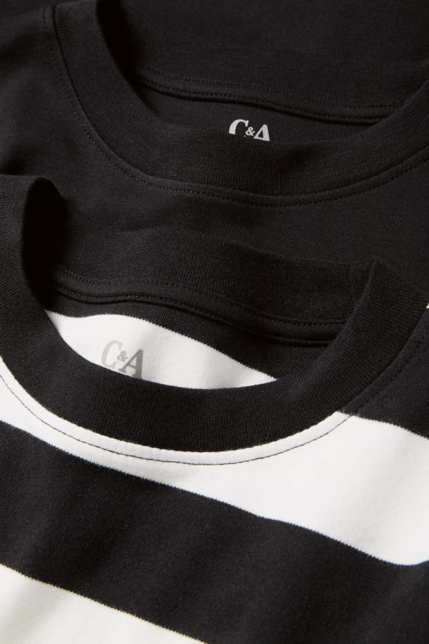 Women - Multipack of 2 - T-shirt - slim fit - black / white
