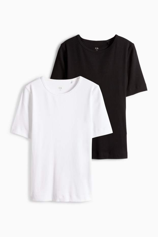 Dames - T-shirt - zwart / wit