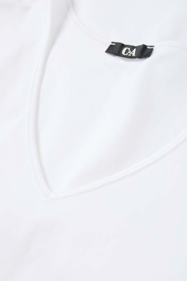 Damen - T-Shirt mit V-Ausschnitt - Slim Fit - weiß