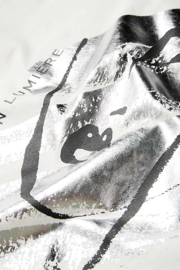 Damen - T-Shirt - Regular Fit - Glanz-Effekt - weiß