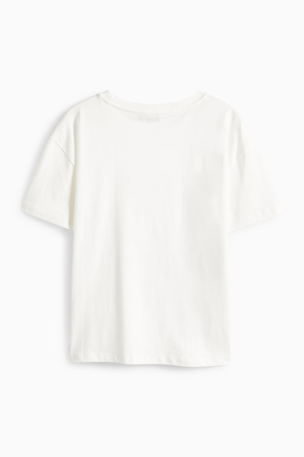 Damen - T-Shirt - Regular Fit - Glanz-Effekt - weiß